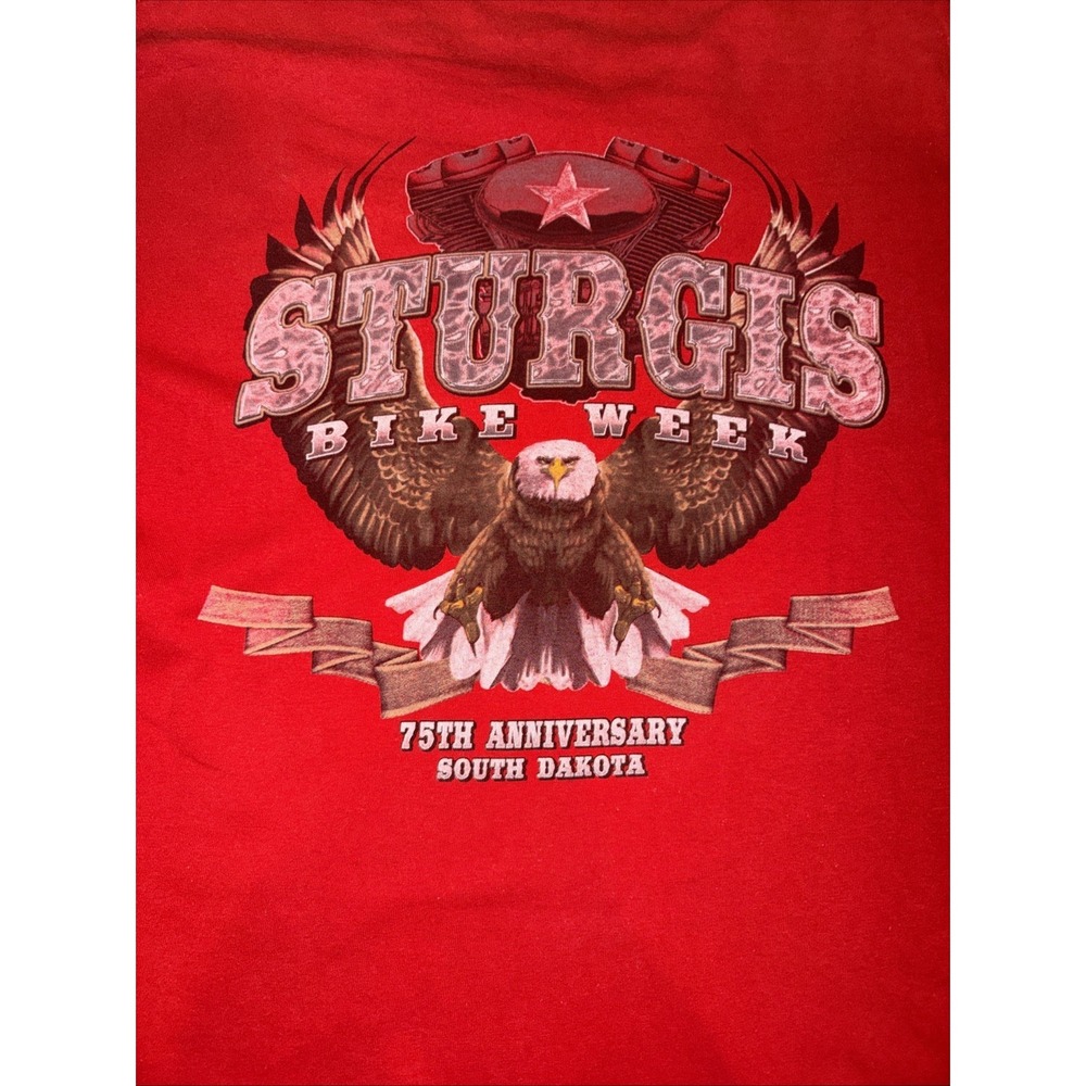 2015 Sturgis Motorcycle Rally T-Shirt XL Black Hills Eagle Red Biker Tee